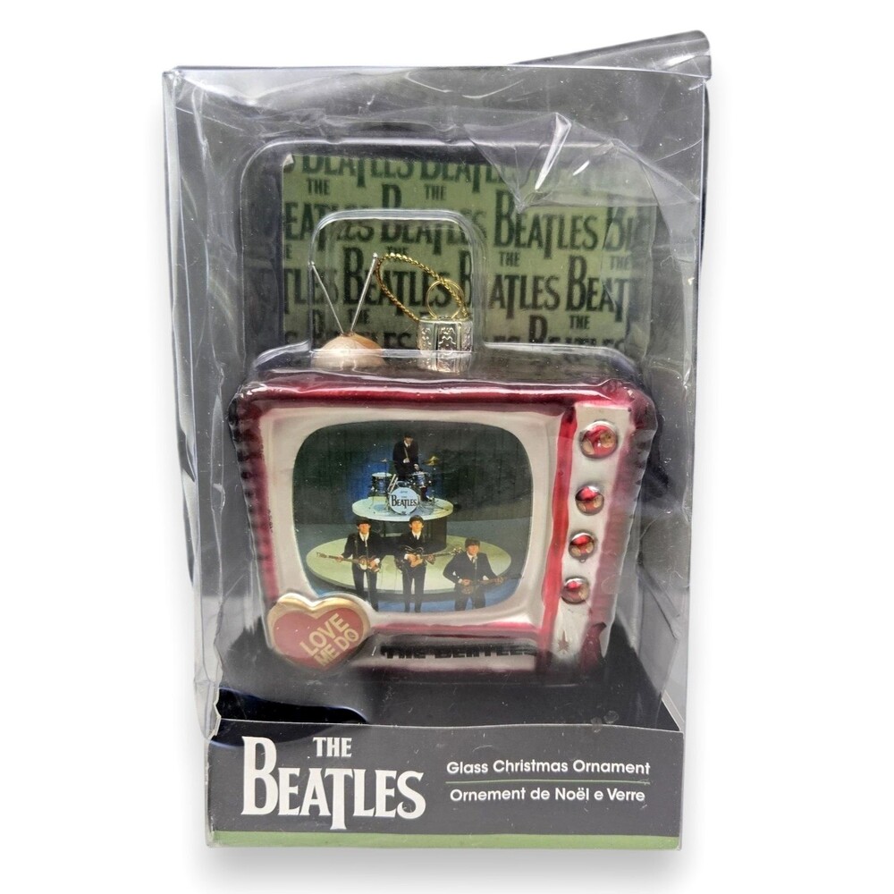 The Beatles Love Me Do TV Glass Ornament on Ed Sullivan Show by Kurt Adler Boxed